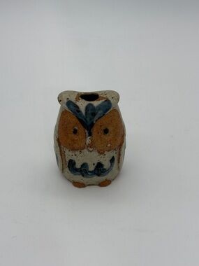 Vintage Retro Stoneware Owl Toothpick Holder Figurine Mini Flower Vase 1980’s